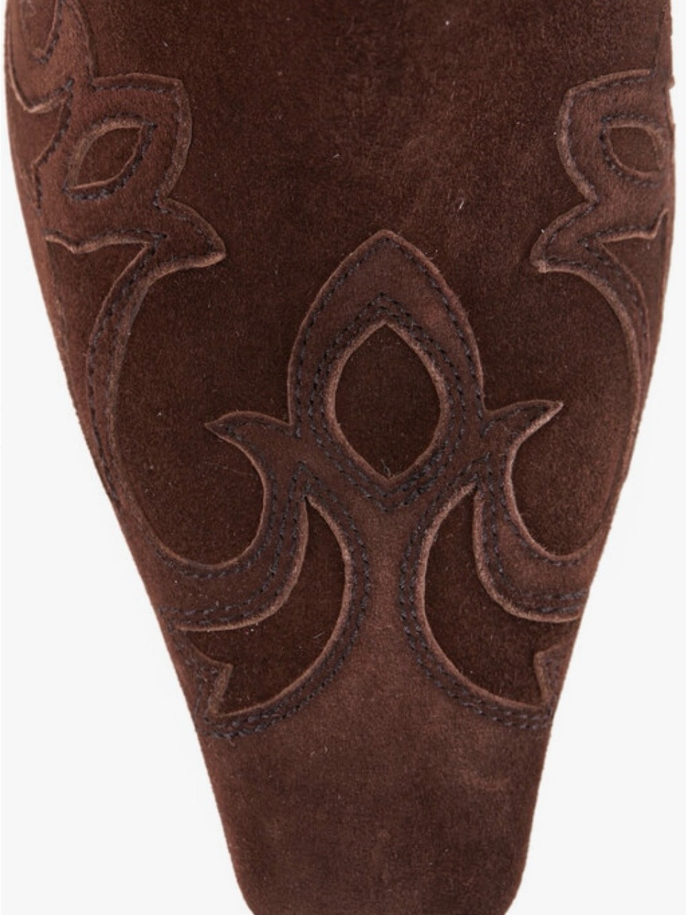 KHAITEMadison Coffee Suede Mule, 50mm, Embroidered Pointed Flat Loafer. Size 9